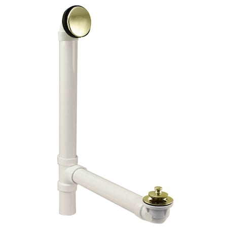 Westbrass Illusionary Overflow 12" & 4" Sch. 40 PVC Bath Waste & Overflow W/ Lift & Turn Bath Drain in Polishe 494244H-01